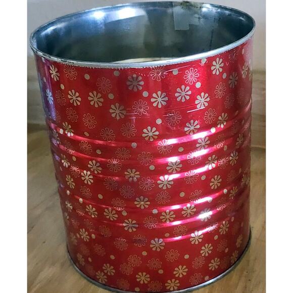 Vintage 7" Hills Brothers / Bros Coffee Can Red Atomic MCM Snowflakes W/ Lid - Picture 8 of 16